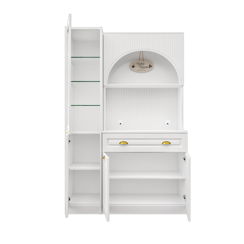 Armoni Gold Midi Kahve K��esi Sol Vitrinli Komple MDF