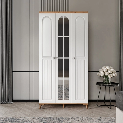 �cretsiz Montaj Bohem 3 Kapakl� Aynal� Komple MDF  Gard�rop