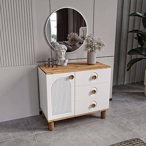 Rosa Komple MDF Atlantik �am - Beyaz Aynal� �ifonyer