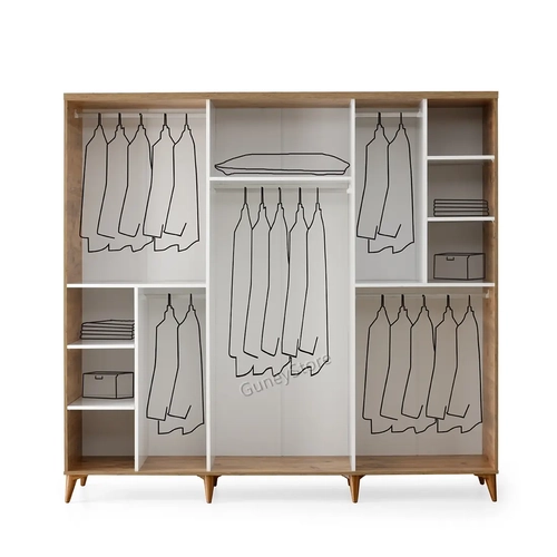 �cretsiz Montaj Paris 6 Kapakl�  Komple MDF Atlantik �am-Beyaz Gard�rop