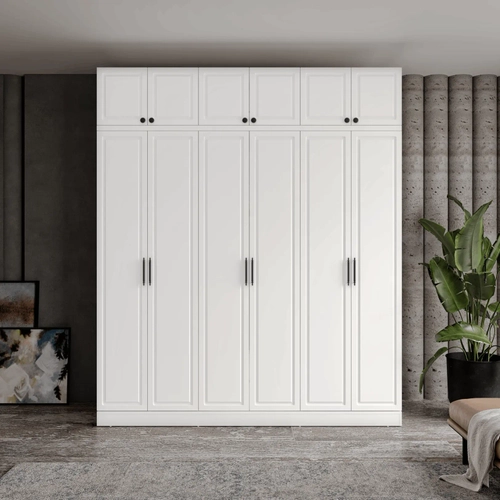 �cretsiz Montaj Milas 6 Kapakl� Komple MDF Y�kl�kl� Gard�rop