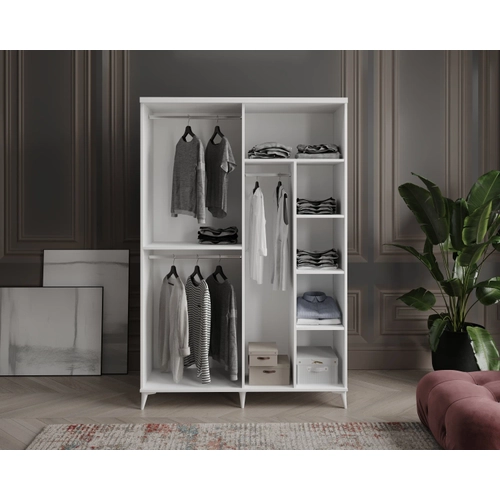 �cretsiz Montaj Milano 4 Kapakl� Komple MDF Beyaz Gard�rop