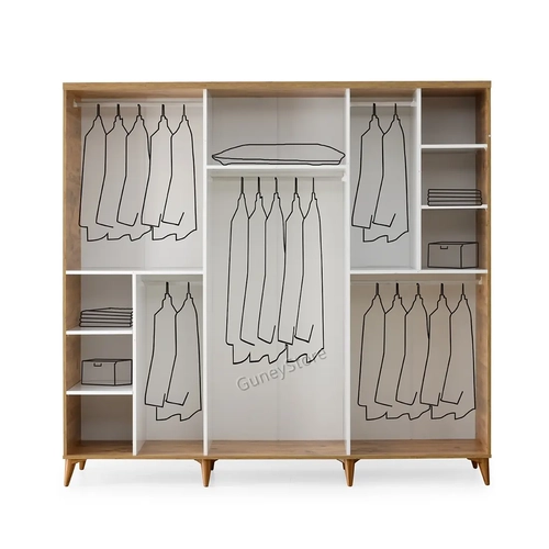 �cretsiz Montaj Sport 6 Kapakl�  Komple MDF Atlantik �am-Beyaz Gard�rop