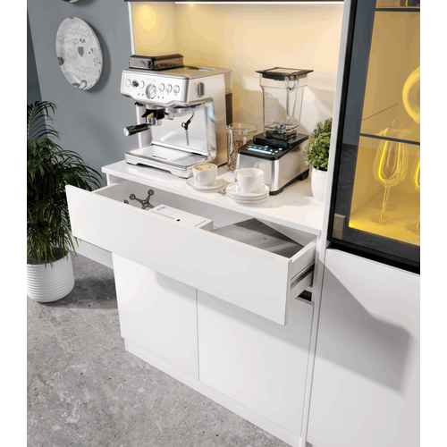 Lotus Midi Sa� Vitrinli Kahve K��esi Komple MDF LED Mutfak Dolab�