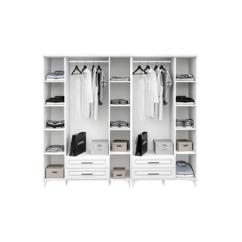 �cretsiz Montaj G�zde 7 Kapakl� 4 �ekmeceli Komple MDF Beyaz Gard�rop