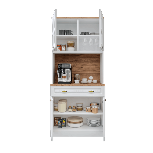 Efes 2 Kapakl Kahve Kesi  93 cm MDF, LED Aydnlatmal, ok Amal Mutfak ve Airfryer Dolab