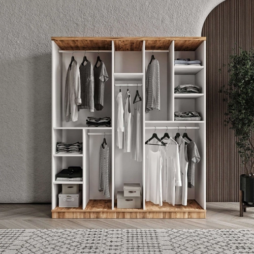 �cretsiz Montaj Rosa 5 Kapakl� Komple MDF Gard�rop