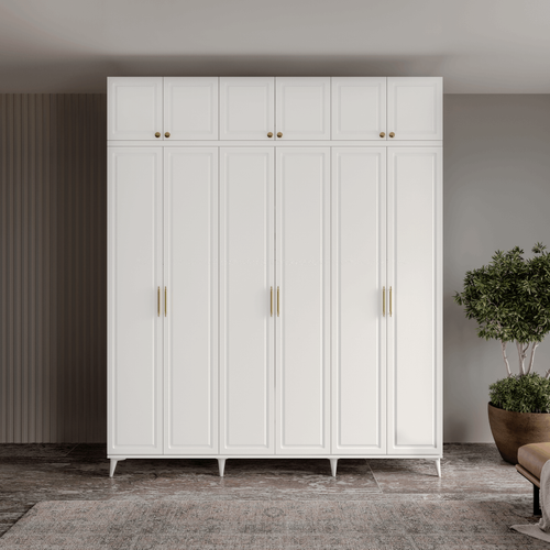 cretsiz Montaj Milas Gold 6 Kapakl Komple MDF Ayakl Yklkl Gardrop