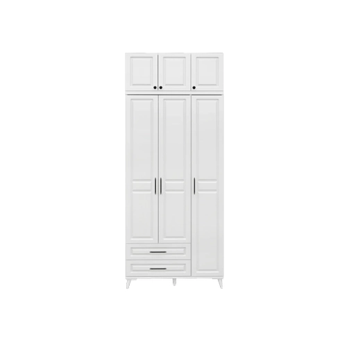 �cretsiz Montaj G�zde 3 Kapakl� 2 �ekmeceli Y�kl�kl� Komple MDF  Beyaz Gard�rop