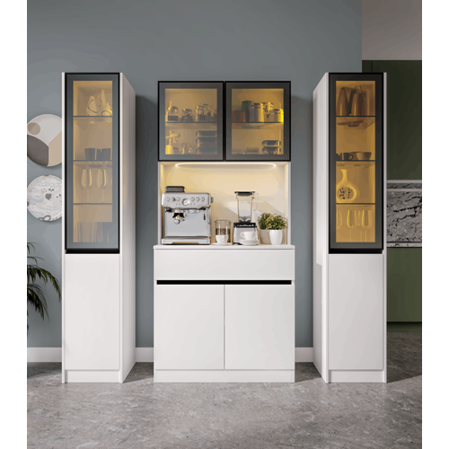 Lotus Maxi Kahve K��esi Komple MDF LED Ayd�nlatmal� Mutfak Kahve Dolab�