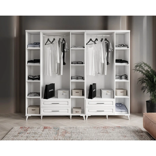 �cretsiz Montaj G�zde 7 Kapakl� 4 �ekmeceli Komple MDF Beyaz Gard�rop