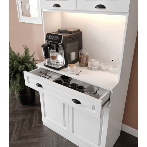 Luna 2 Kapakl� Kahve K��esi � 93 cm MDF, LED Ayd�nlatmal�, �ok Ama�l� Mutfak ve Airfryer Dolab�