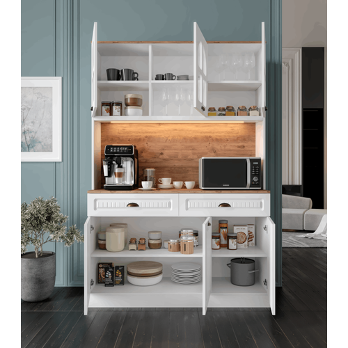 Efes Kahve K��esi - 140 cm MDF Mutfak Dolab� - LED Ayd�nlatmal� - �cretsiz Montaj