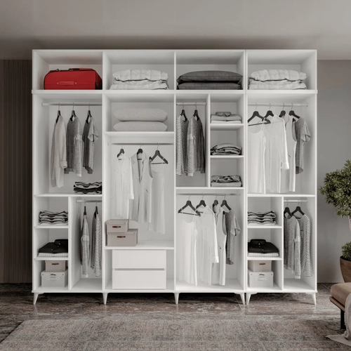 �cretsiz Montaj Milas Gold 8 Kapakl� Komple MDF Ayakl� Y�kl�kl� Gard�rop