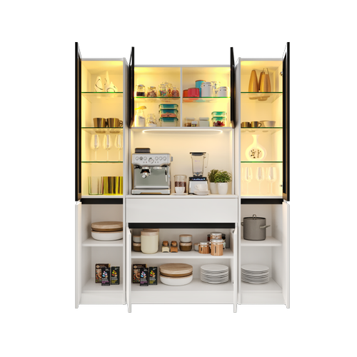 Lotus Maxi Kahve K��esi Komple MDF LED Ayd�nlatmal� Mutfak Kahve Dolab�
