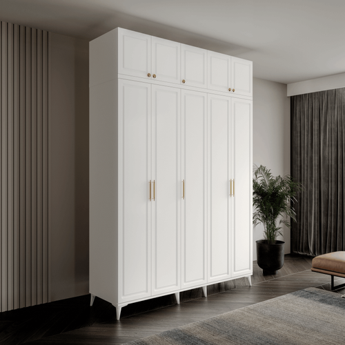 cretsiz Montaj Milas Gold 5 Kapakl Komple MDF Ayakl Yklkl Gardrop