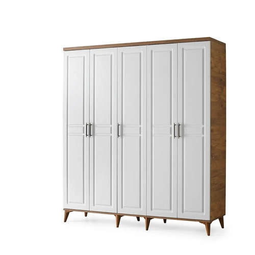 �cretsiz Montaj Sport 5 Kapakl�  Komple MDF Atlantik �am-Beyaz Gard�rop