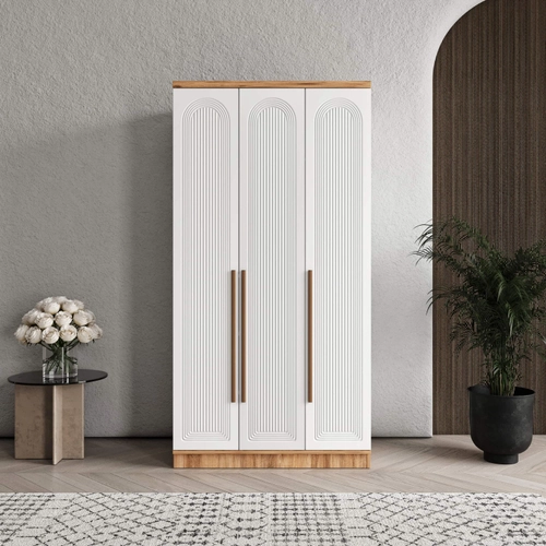 �cretsiz Montaj Rosa 3 Kapakl� Komple MDF Gard�rop
