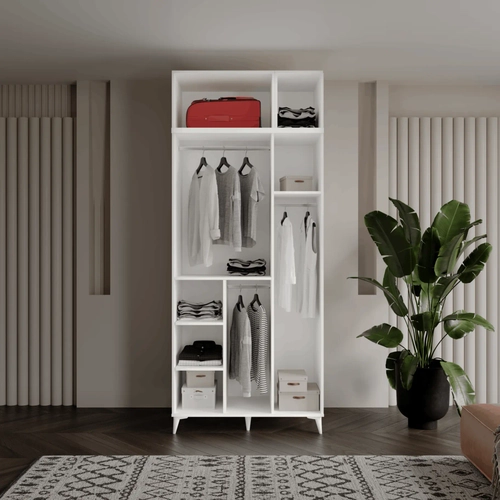 �cretsiz Montaj Milas 3 Kapakl� Komple MDF Ayakl� Y�kl�kl� Gard�rop