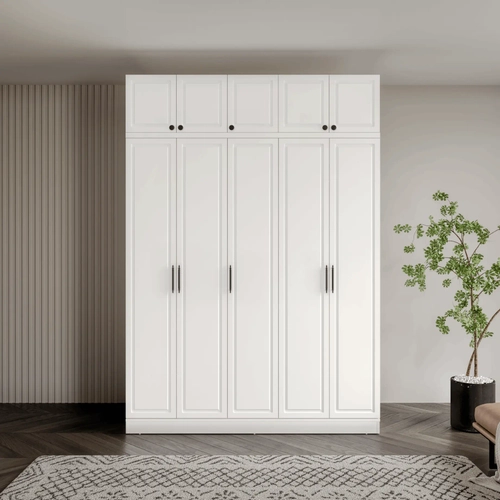 �cretsiz Montaj Milas 5 Kapakl� Komple MDF Y�kl�kl� Gard�rop