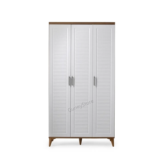 �cretsiz Montaj Paris 3 Kapakl�  Komple MDF Atlantik �am-Beyaz Gard�rop