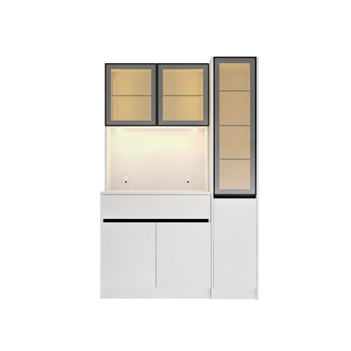 Lotus Midi Sa� Vitrinli Kahve K��esi Komple MDF LED Mutfak Dolab�
