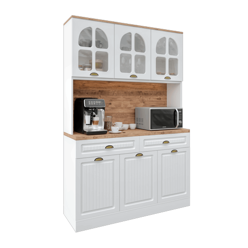 Efes Kahve K��esi - 140 cm MDF Mutfak Dolab� - LED Ayd�nlatmal� - �cretsiz Montaj