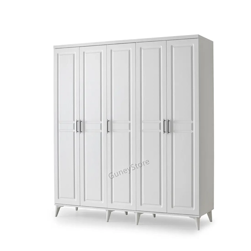�cretsiz Montaj Sport 5 Kapakl� Komple MDF Beyaz Gard�rop