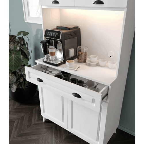 Luna 2 Kapakl� Ayakl� Kahve K��esi � 93 cm MDF, LED Ayd�nlatmal�, �ok Ama�l� Mutfak ve Airfryer Dolab�