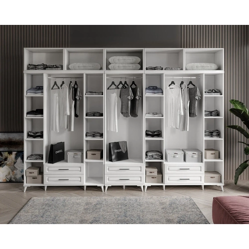 �cretsiz Montaj G�zde 10 Kapakl� �ekmeceli Y�kl�kl� Komple MDF  Beyaz Gard�rop
