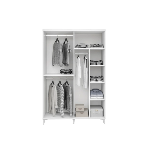 �cretsiz Montaj Oslo 4 Kapakl� Komple MDF Beyaz Gard�rop
