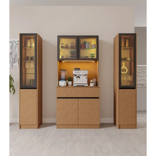 Bambu Maxi Komple MDF LED Ayd�nlatmal� Kahve K��esi