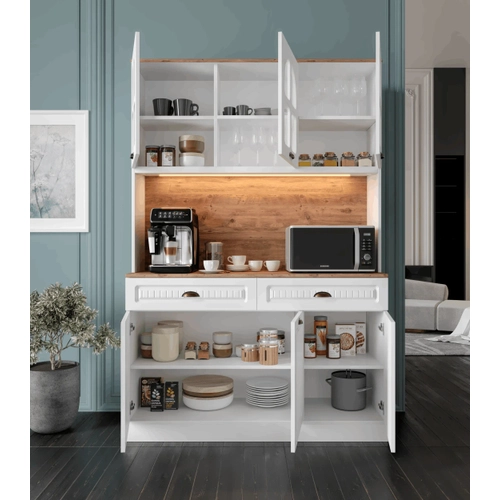 Efes Kahve K��esi - 140 cm MDF Mutfak Dolab� - LED Ayd�nlatmal� - �cretsiz Montaj