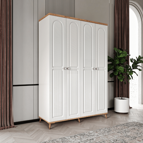 cretsiz Montaj Bohem 4 Kapakl Komple MDF  Gardrop
