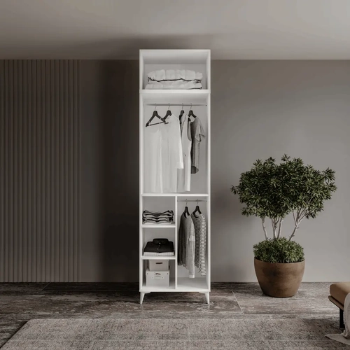 �cretsiz Montaj Milas 2 Kapakl� Komple MDF Ayakl� Y�kl�kl� Gard�rop