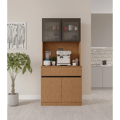 Bambu Mini Komple MDF LED Ayd�nlatmal� Kahve K��esi