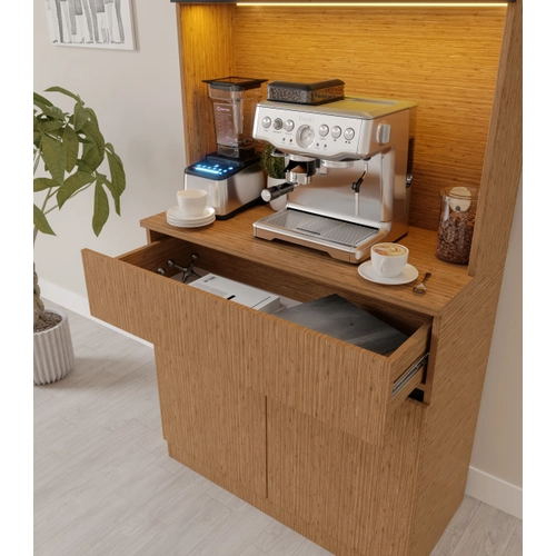 Bambu Mini Komple MDF LED Ayd�nlatmal� Kahve K��esi