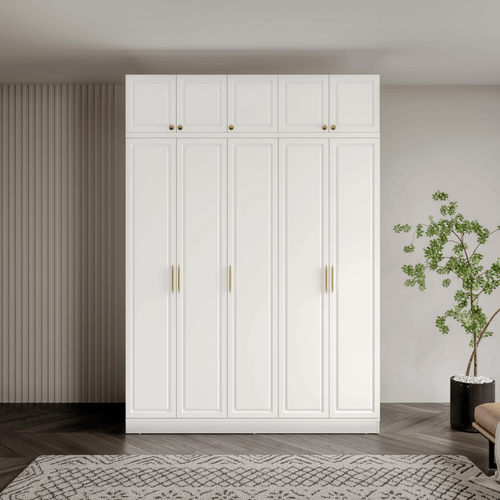 cretsiz Montaj Milas Gold 5 Kapakl Komple MDF Yklkl Gardrop