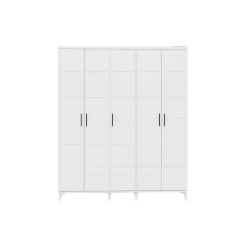 �cretsiz Montaj Milano 5  Kapakl� Komple MDF Beyaz Gard�rop