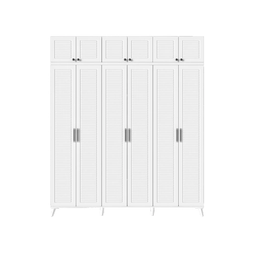 �cretsiz Montaj Paris 6 Kapakl� Y�kl�kl� Komple MDF Beyaz Gard�rop