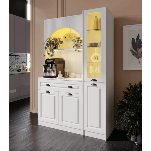 Armoni Black Midi Kahve K��esi Sa� Vitrinli Komple MDF