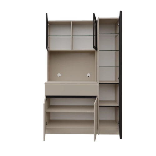 Lora Kum Beji Midi Sa� Vitrinli Komple MDF LED Ayd�nlatmal� Kahve K��esi