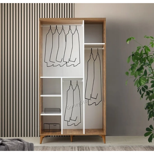 �cretsiz Montaj Sport 3 Kapakl� Komple MDF Atlantik �am-Beyaz Gard�rop