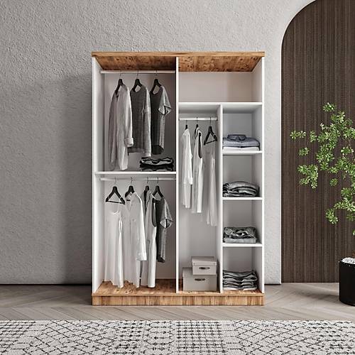 cretsiz Montaj Rosa 4 Kapakl Komple MDF Gardrop