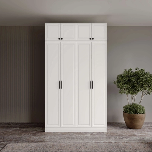 �cretsiz Montaj Milas 4 Kapakl� Komple MDF Y�kl�kl� Gard�rop