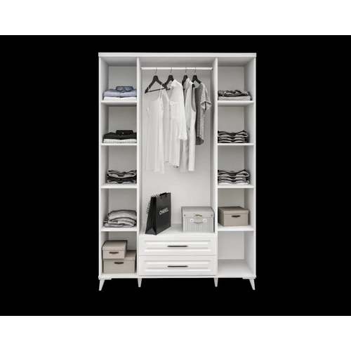 �cretsiz Montaj G�zde 4 Kapakl� Komple MDF �ekmeceli Beyaz Gard�rop