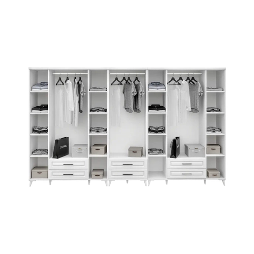 �cretsiz Montaj G�zde 10 Kapakl� 6 �ekmeceli Komple MDF Beyaz Gard�rop