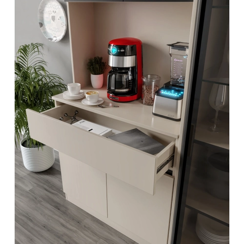 Lora Kum Beji Midi Sa� Vitrinli Komple MDF LED Ayd�nlatmal� Kahve K��esi