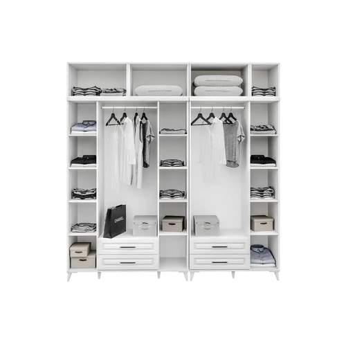 �cretsiz Montaj G�zde 7 Kapakl� �ekmeceli Y�kl�kl� Komple MDF  Beyaz Gard�rop