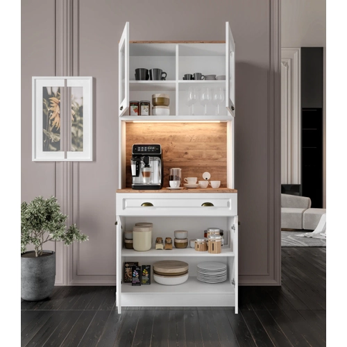 G�zde 2 Kapakl� Kahve K��esi � 93 cm MDF, LED Ayd�nlatmal�, �ok Ama�l� Mutfak ve Airfryer Dolab�